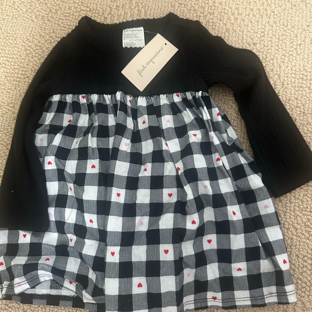 First Impressions Black and White Dress with Red Accents